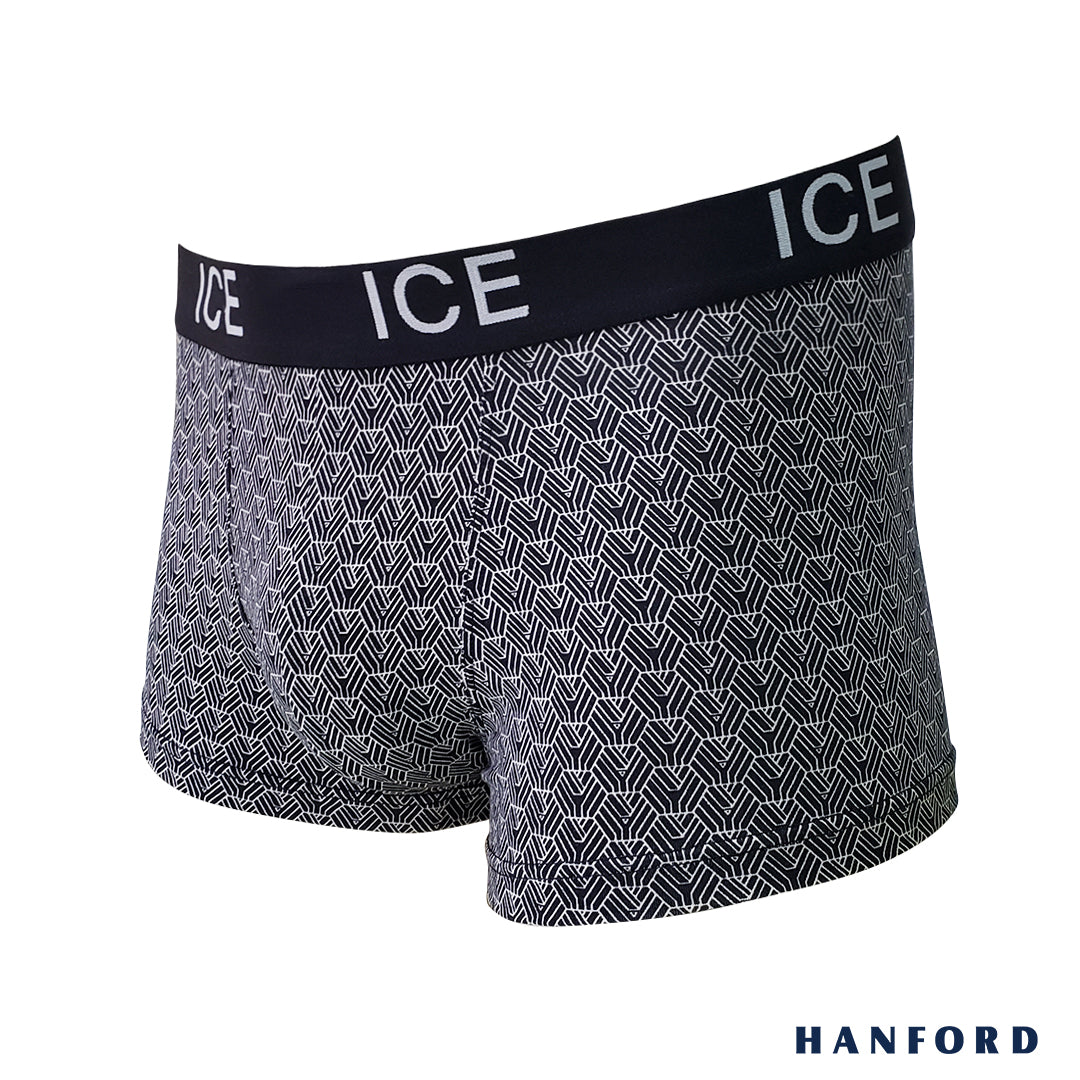 Hanford ICE Men Viscose w/ Spandex Boxer Briefs Geo - Black (Single Pack)