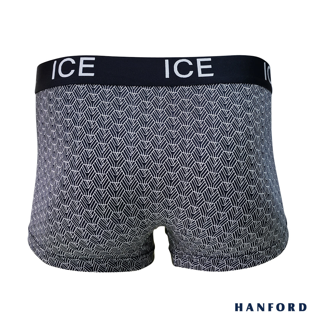 Hanford ICE Men Viscose w/ Spandex Boxer Briefs Geo - Black (Single Pack)