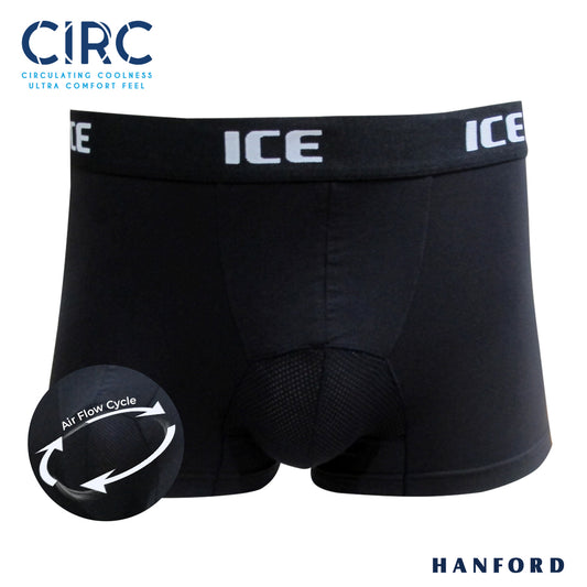 Hanford ICE Men CIRC Aircool Viscose w/ Spandex w/ Mesh Pouch Boxer Briefs - Black (Single Pack)
