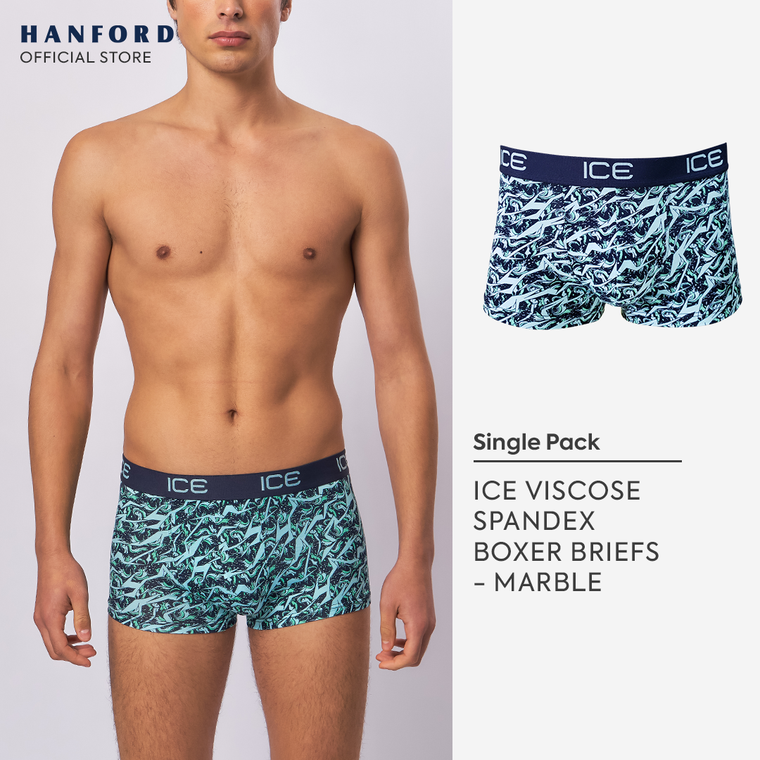 Hanford ICE Men Viscose w/ Spandex Boxer Briefs Marble - Maritime (Single Pack)