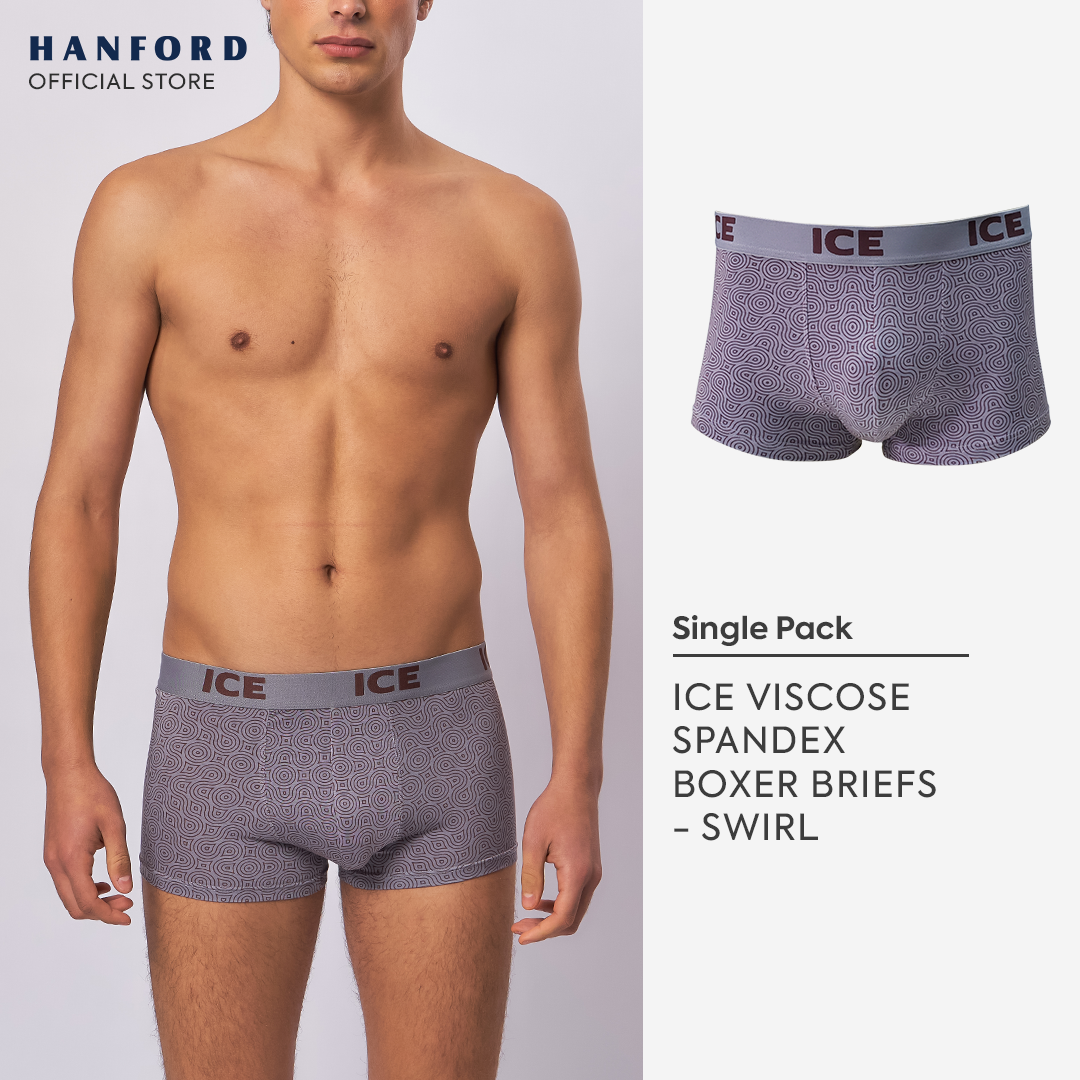 Hanford ICE Men Viscose w/ Spandex Boxer Briefs Swirl - Gray (Single Pack)