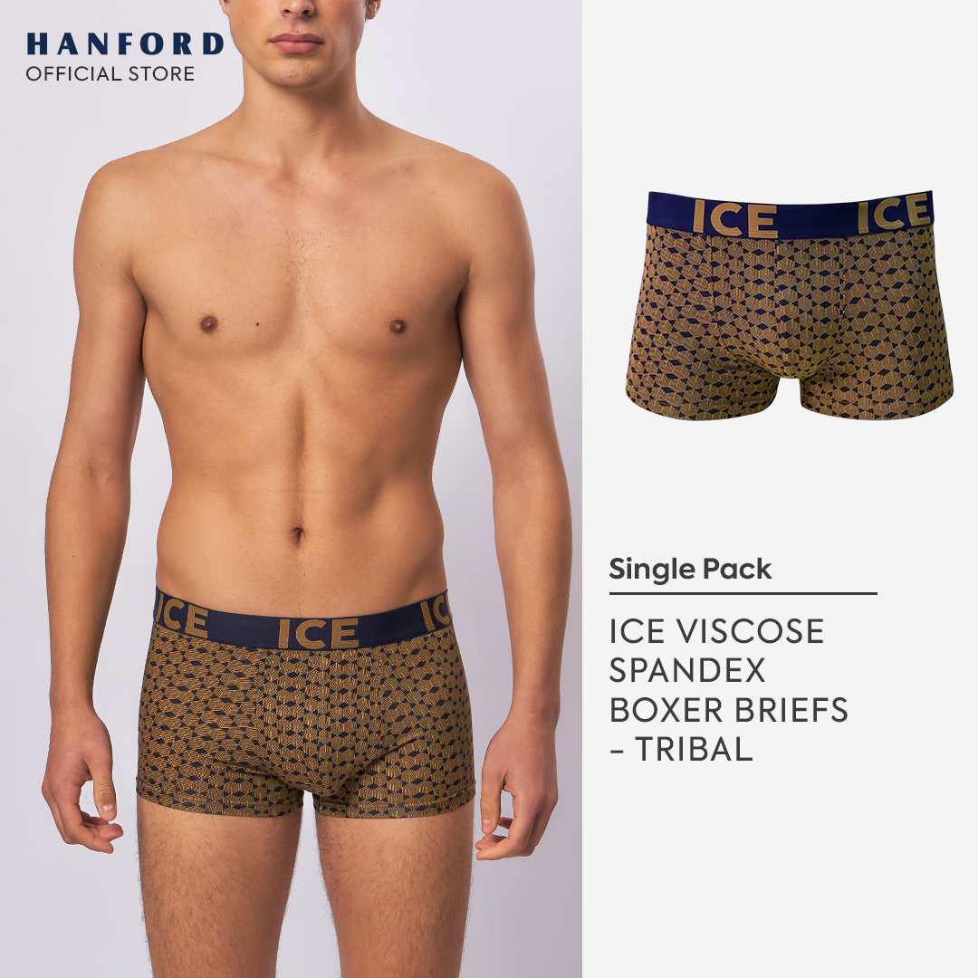 Hanford ICE Men Viscose w/ Spandex Boxer Briefs Tribal - Blue Graphite (Single Pack)