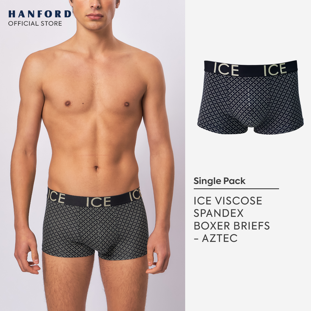 Hanford ICE Men Viscose w/ Spandex Boxer Briefs Aztec - Black (Single Pack)