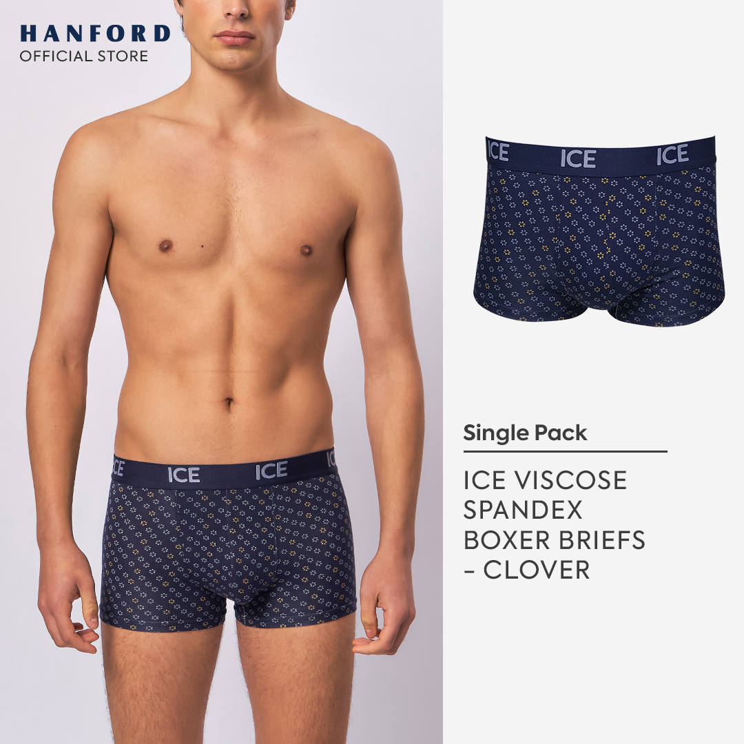 anford ICE Men Viscose w/ Spandex Boxer Briefs Clover - Navy Blazer (Single Pack)