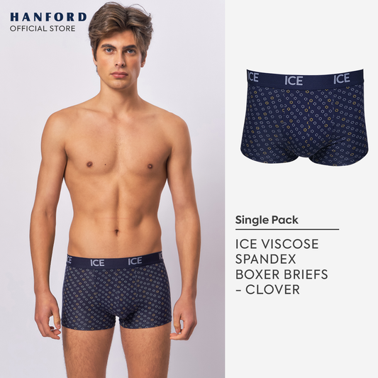 anford ICE Men Viscose w/ Spandex Boxer Briefs Clover - Navy Blazer (Single Pack)