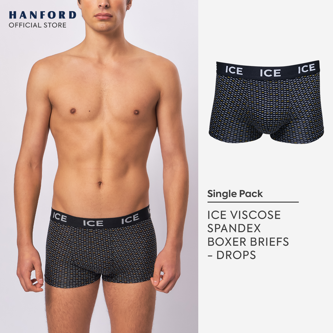 Hanford ICE Men Viscose w/ Spandex Boxer Briefs Drops - Black (Single Pack)