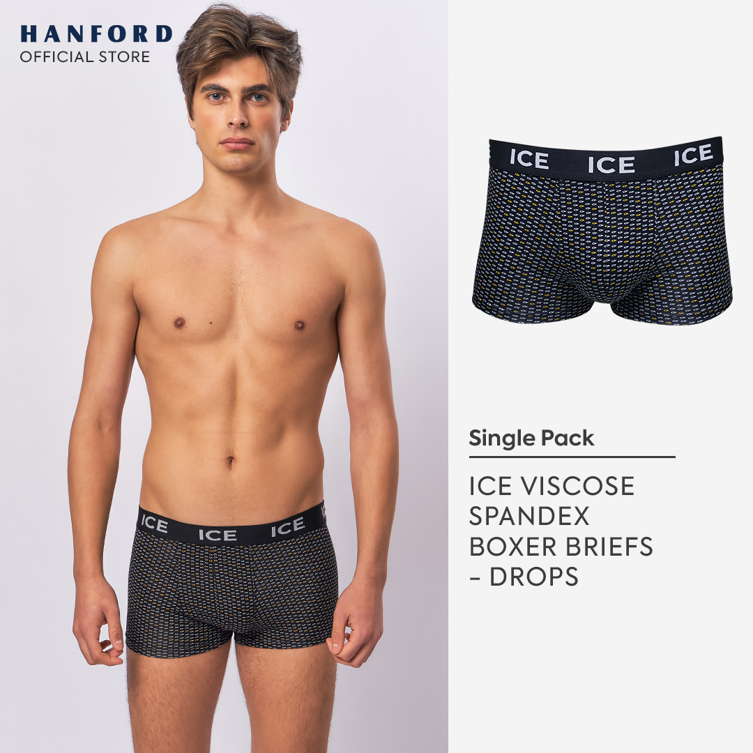Hanford ICE Men Viscose w/ Spandex Boxer Briefs Drops - Black (Single Pack)