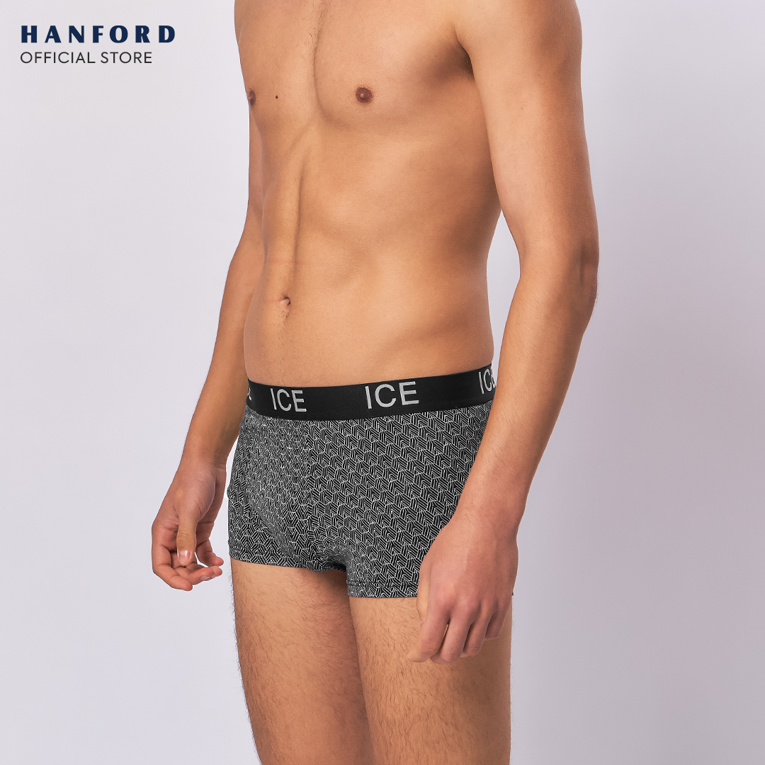 Hanford ICE Men Viscose w/ Spandex Boxer Briefs Geo - Black (Single Pack)