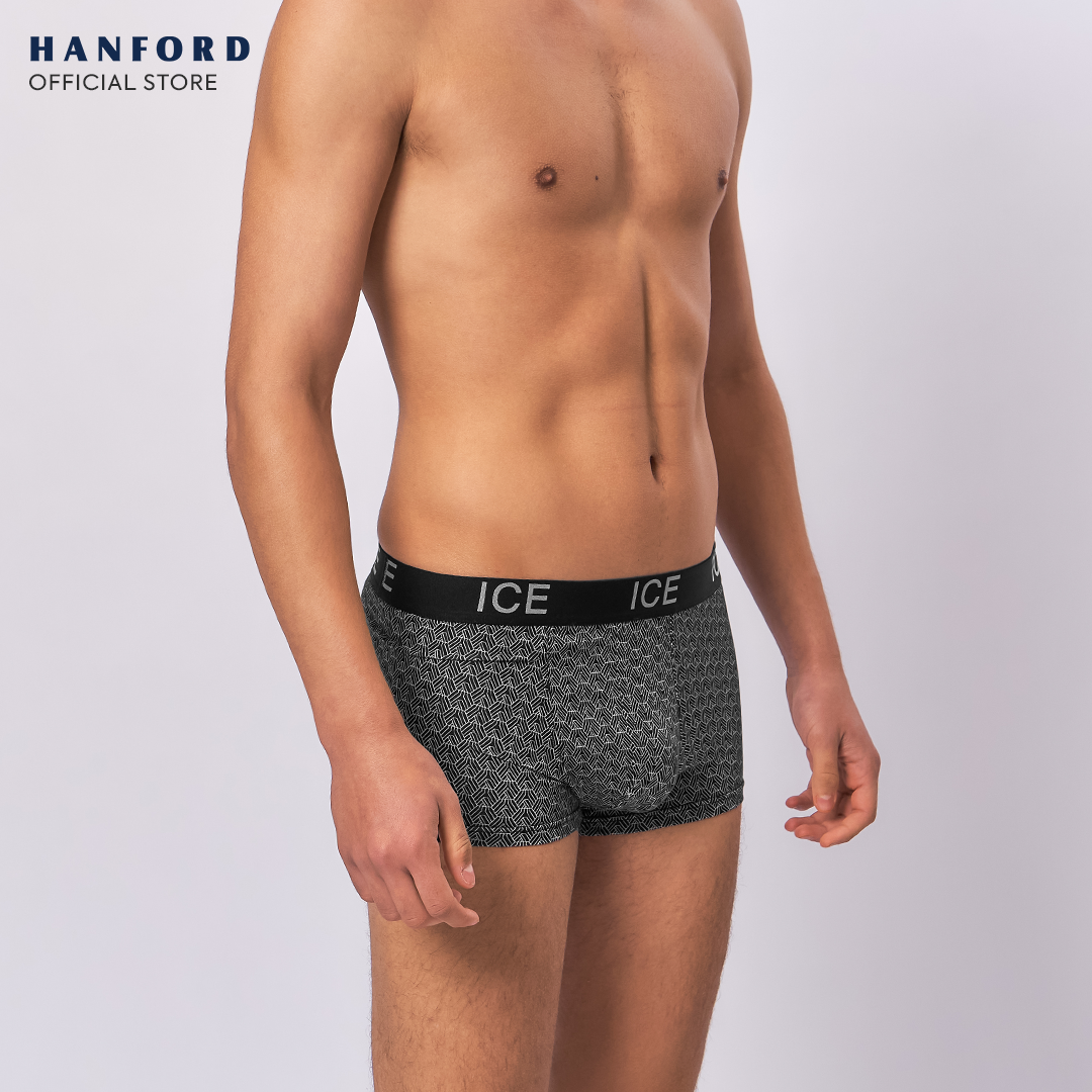 Hanford ICE Men Viscose w/ Spandex Boxer Briefs Geo - Black (Single Pack)