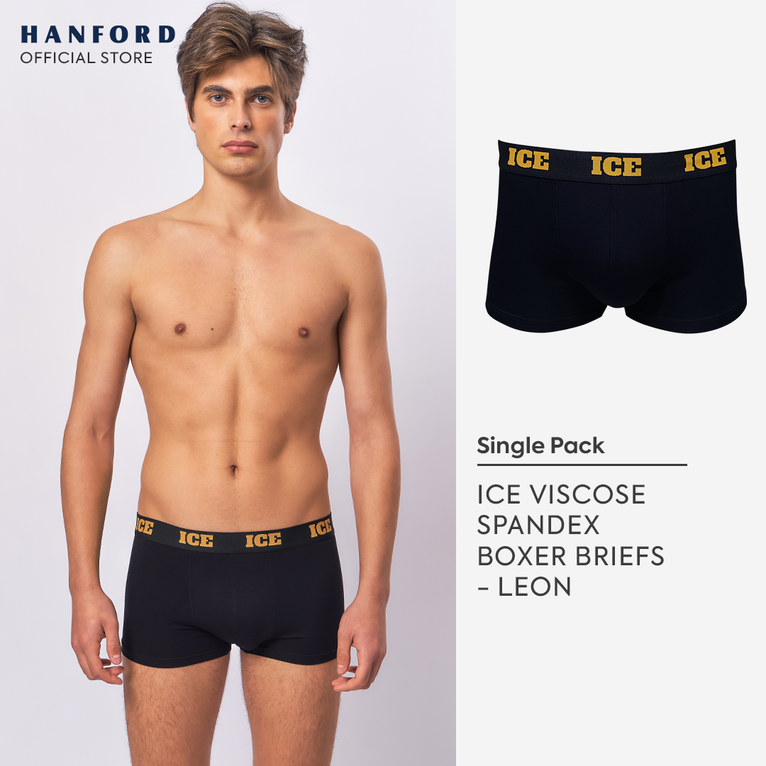 Hanford ICE Men Viscose w/ Spandex Boxer Briefs Leon - Black (Single Pack)