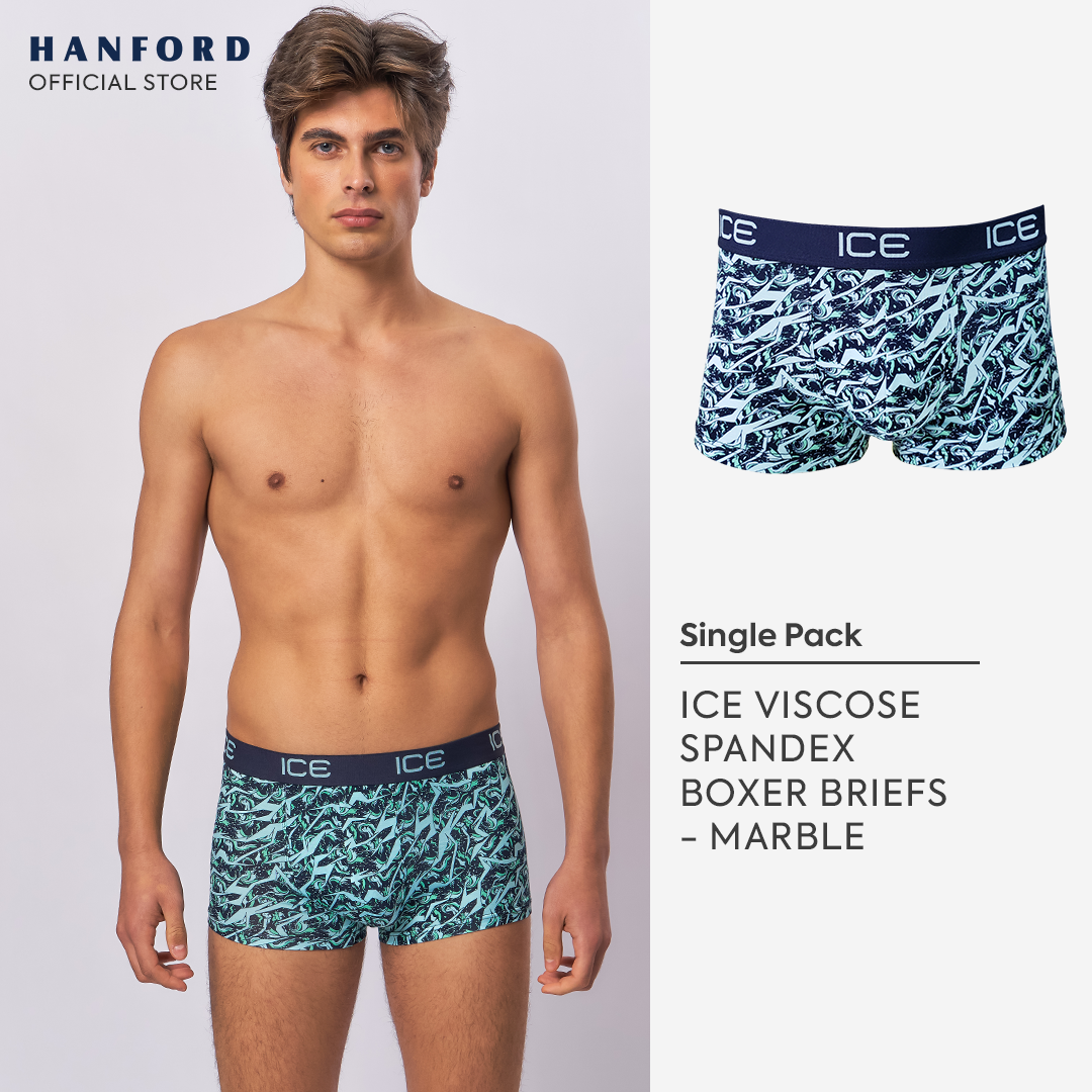 Hanford ICE Men Viscose w/ Spandex Boxer Briefs Marble - Maritime (Single Pack)