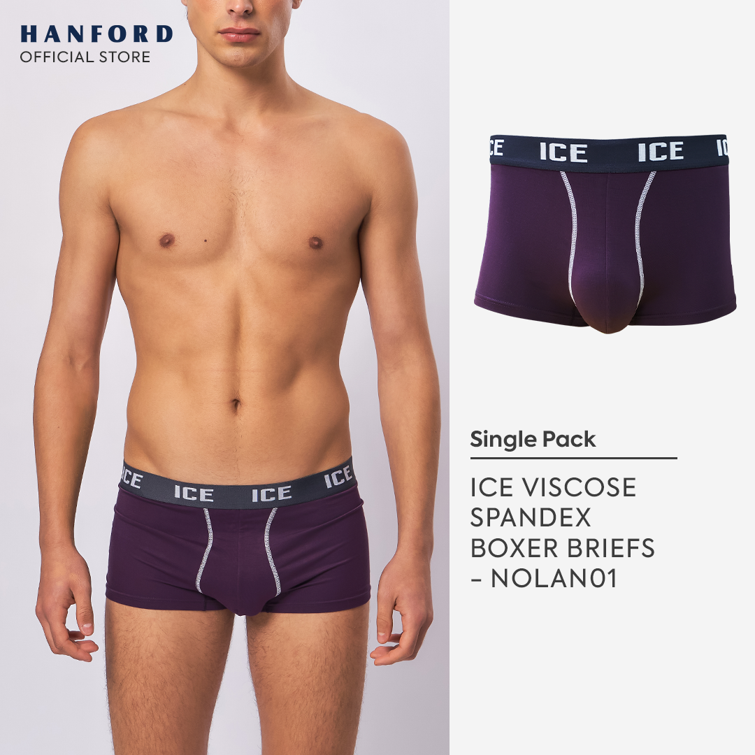 Hanford ICE Men Viscose w/ Spandex Boxer Briefs w/ Pouch Contrast Stitch Nolan (Single Pack)