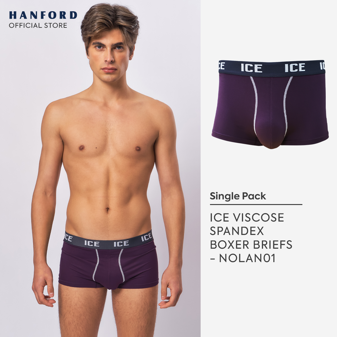 Hanford ICE Men Viscose w/ Spandex Boxer Briefs w/ Pouch Contrast Stitch Nolan (Single Pack)