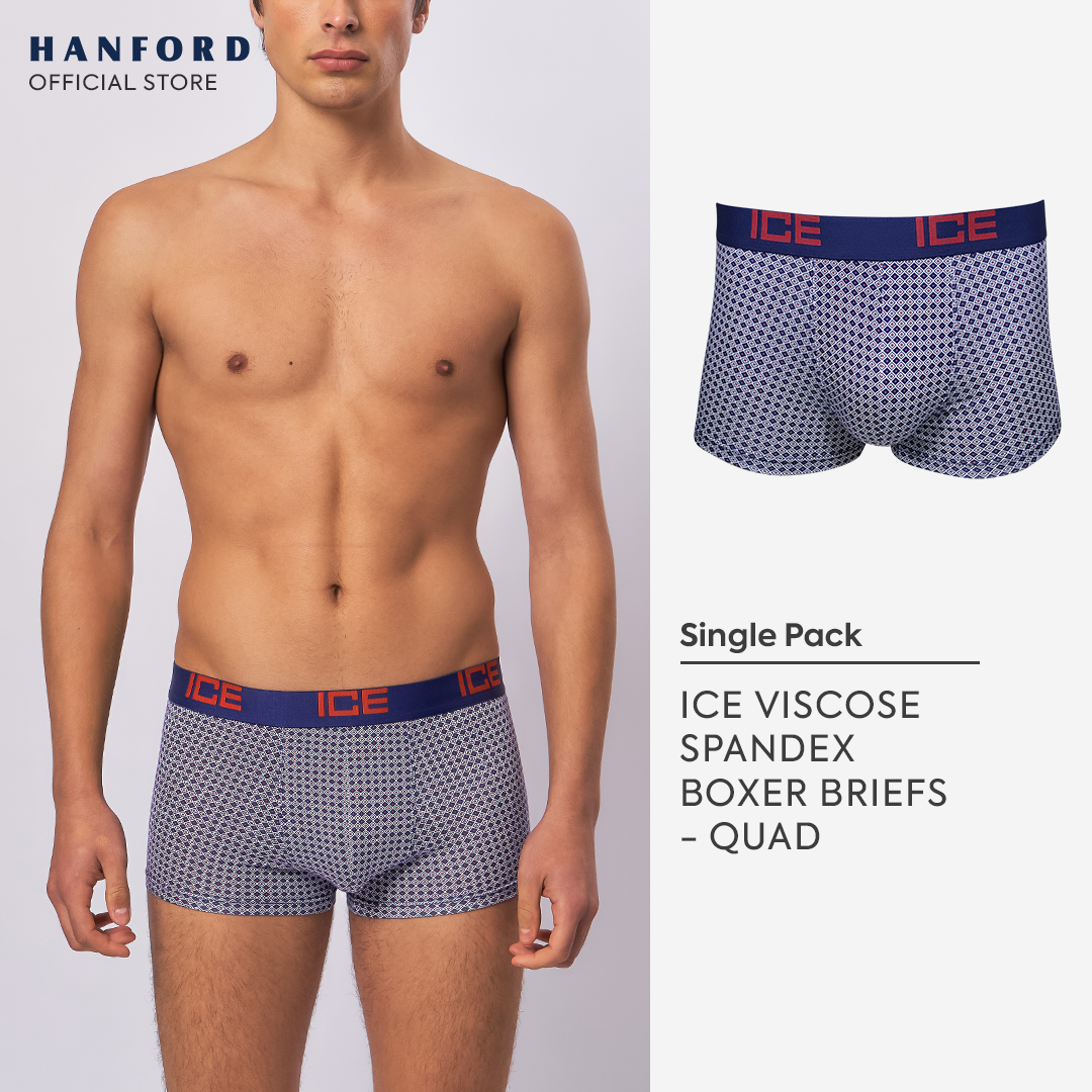 Hanford ICE Men Viscose w/ Spandex Boxer Briefs Quad - Blue Opal (Single Pack)