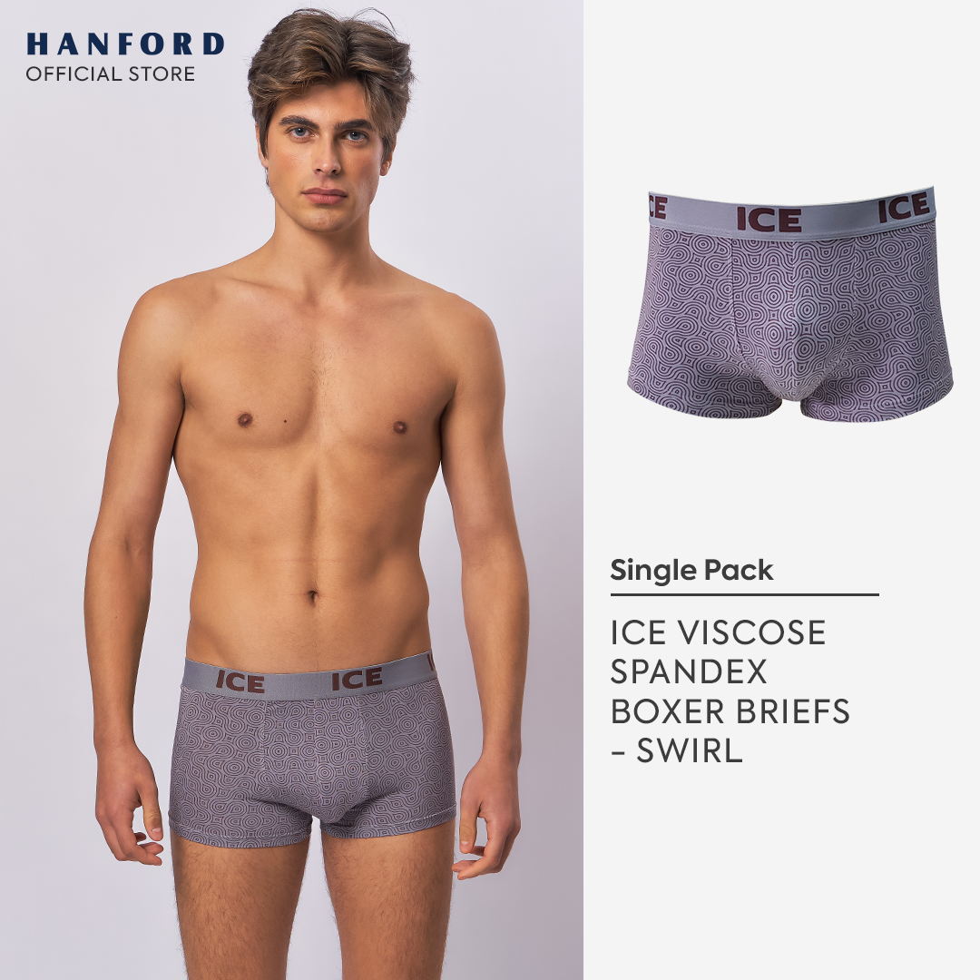 Hanford ICE Men Viscose w/ Spandex Boxer Briefs Swirl - Gray (Single Pack)