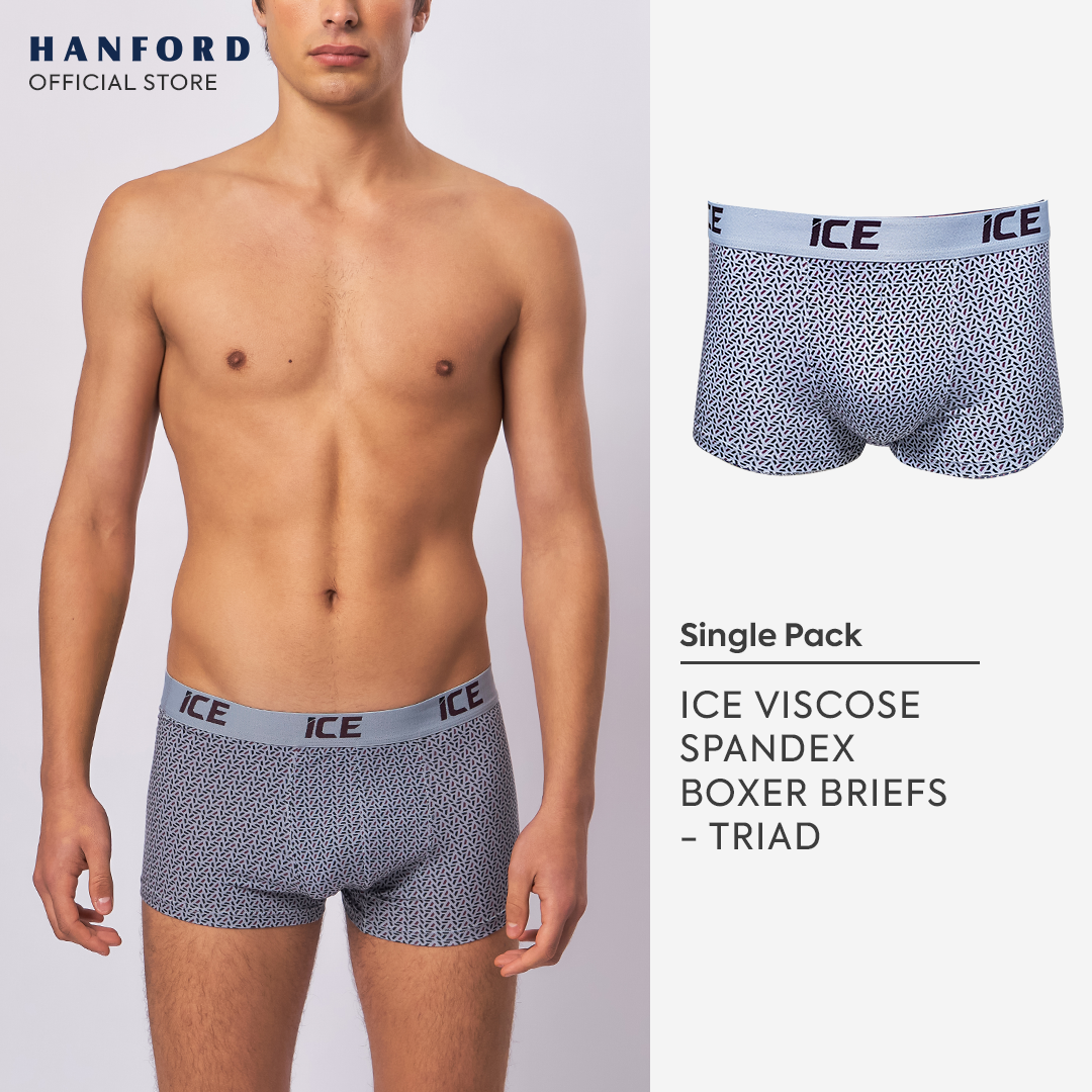Hanford ICE Men Viscose w/ Spandex Boxer Briefs Triad - Glacier Gray (Single Pack)