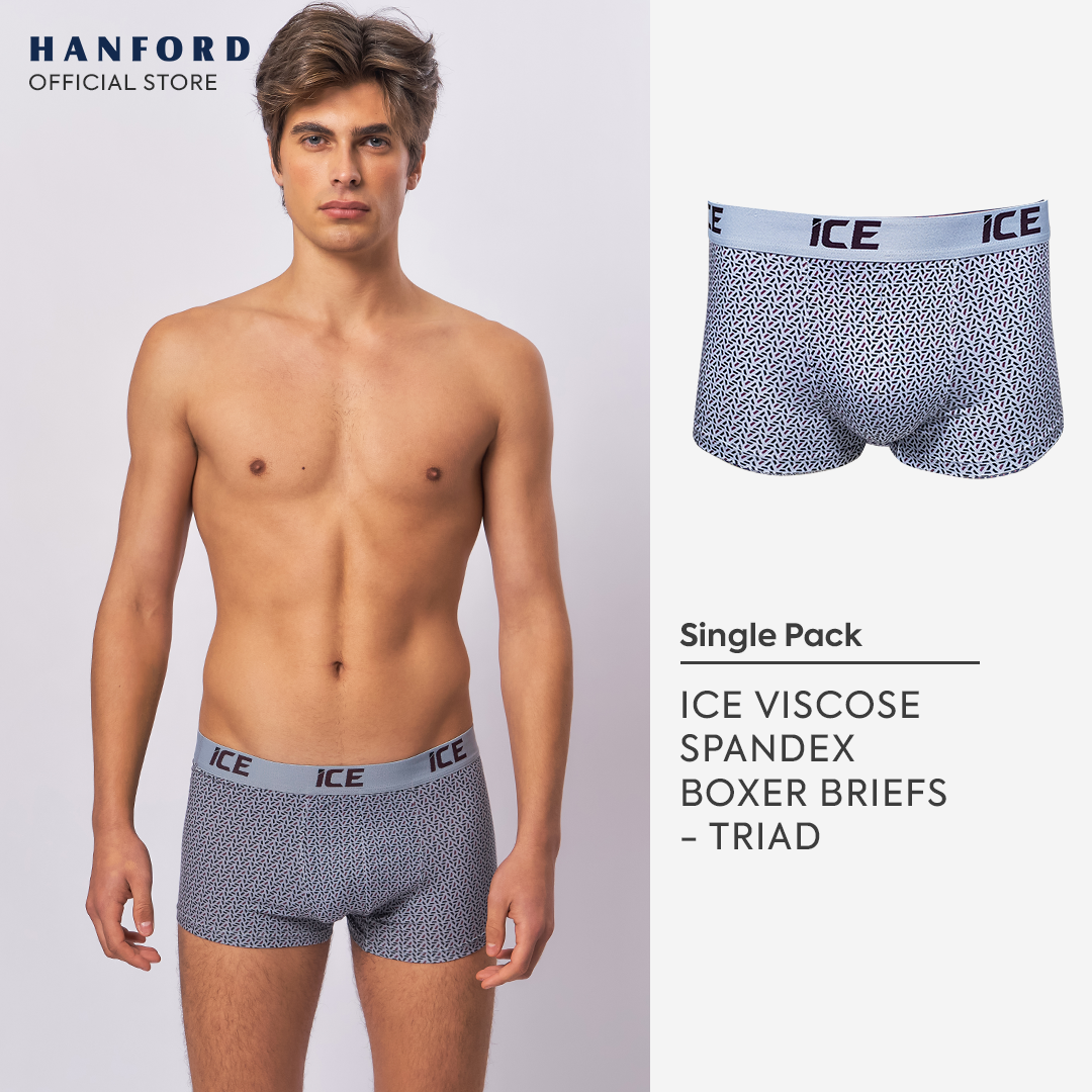Hanford ICE Men Viscose w/ Spandex Boxer Briefs Triad - Glacier Gray (Single Pack)